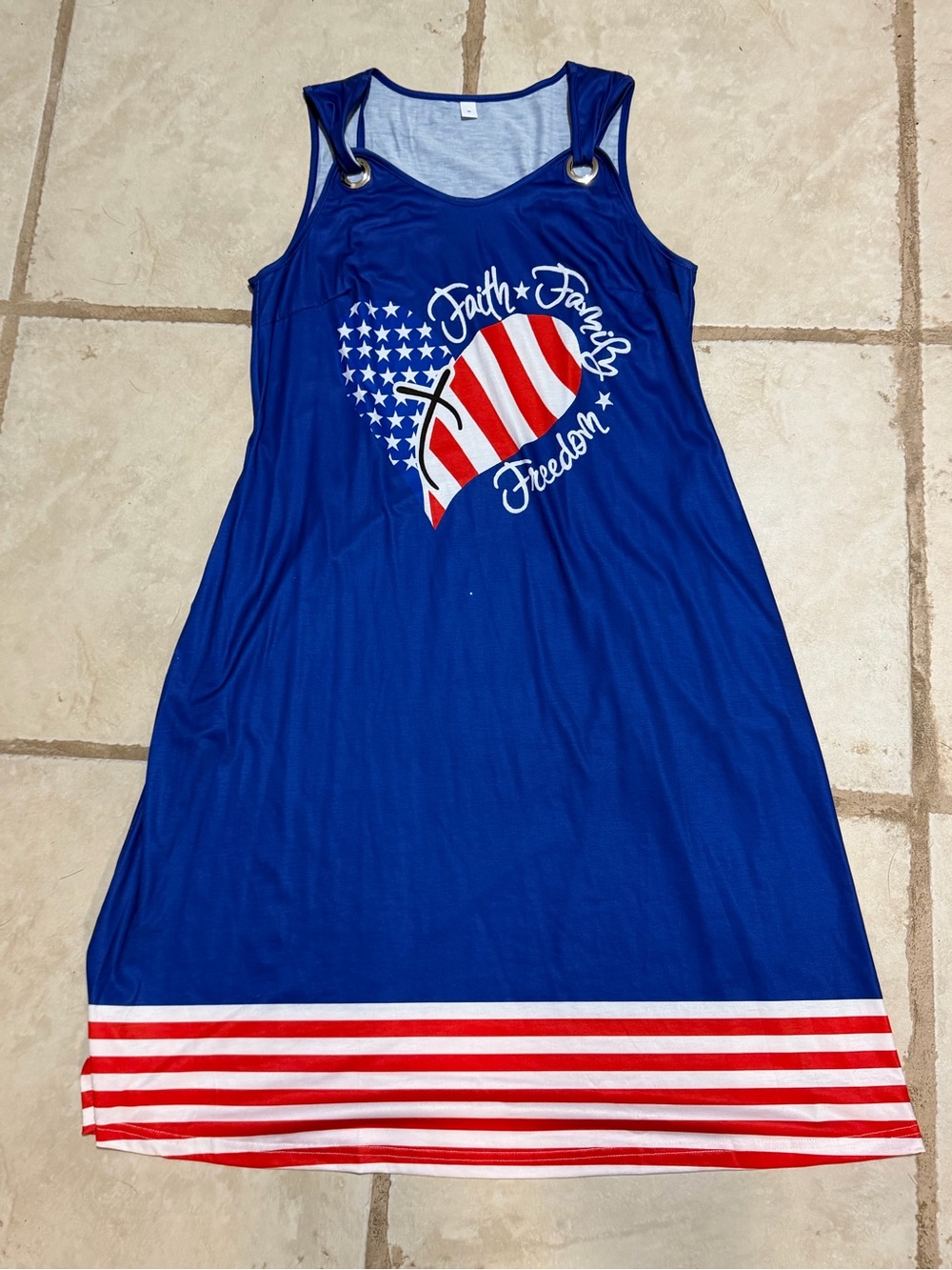 NWOT Blue Patriotic Heart Sleeveless Dress